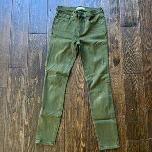 Madewell green 9” high rise skinny jeans size 26